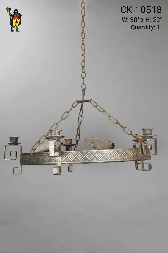 Non-Electrified Bronze Deco Chandelier