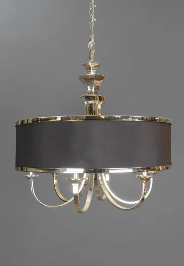 Contemporary Black Fabric & Chrome Hanging Fixture