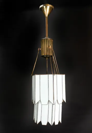 Art Deco Glass & Brass Hanging Pendant