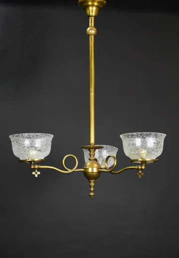 Three Light Brass Chandelier