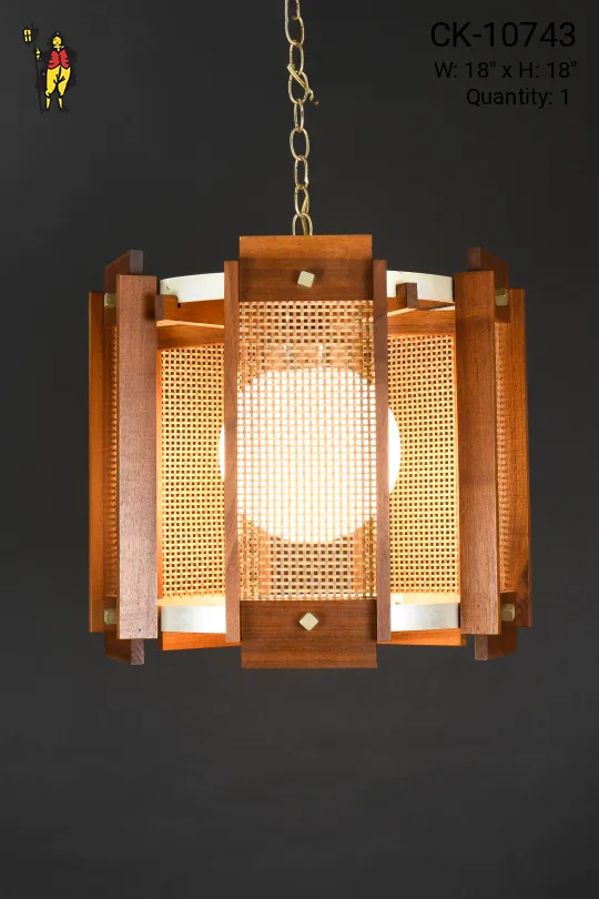 Mid Century Wooden Hanging Pendant