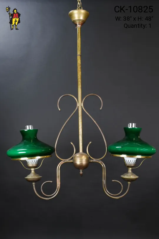 Gaslight Brass Chandelier w/Student Shades