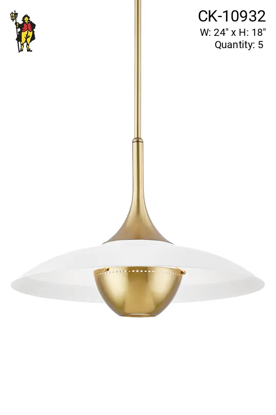 Brass & Off White Reflector Pendant