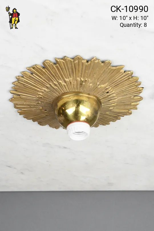 Art Deco Brass Flush Mount Fixture