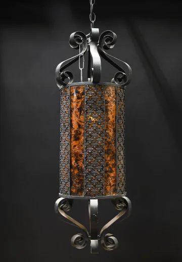 Wrought Iron Tall Hanging Lantern Pendant