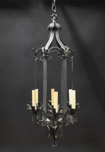 Six Candle Wrought Iron Hanging Pendant
