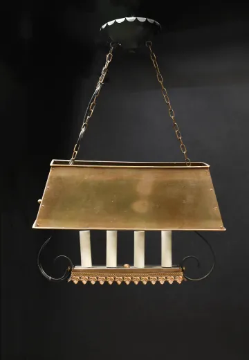 Four Candle Brass Shaded Hanging Fixture