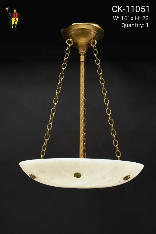 Alabaster & Brass Bowl Semi Flush Fixture