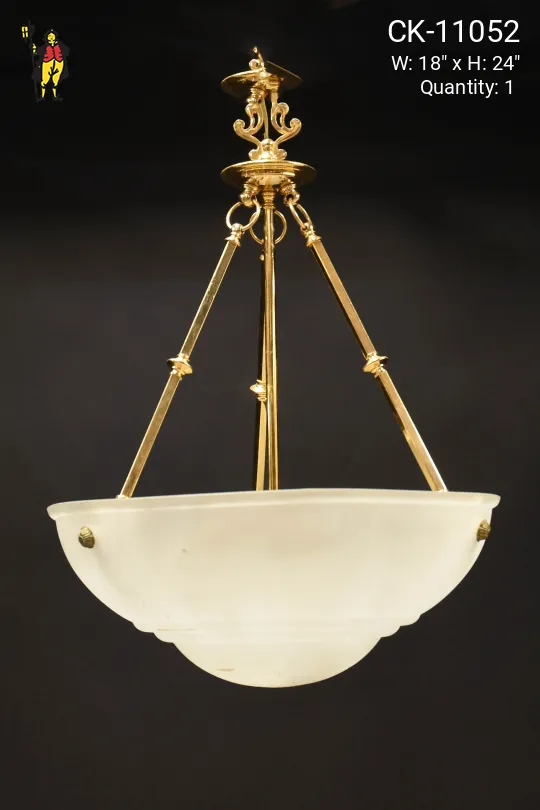 Traditional Brass & Glass Bowl Hanging Fixture