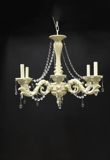 Four Candle Traditional White & Crystal Chandelier