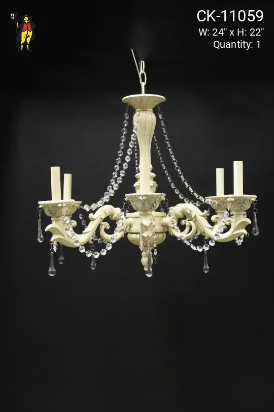 Four Candle Traditional White & Crystal Chandelier