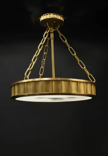 Brass Deco Bowl Semi-Flush Fixture