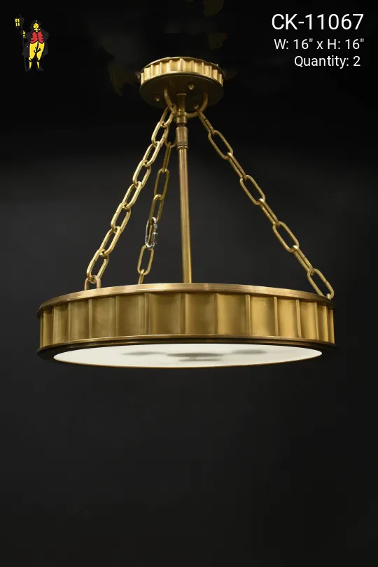 Brass Deco Bowl Semi-Flush Fixture