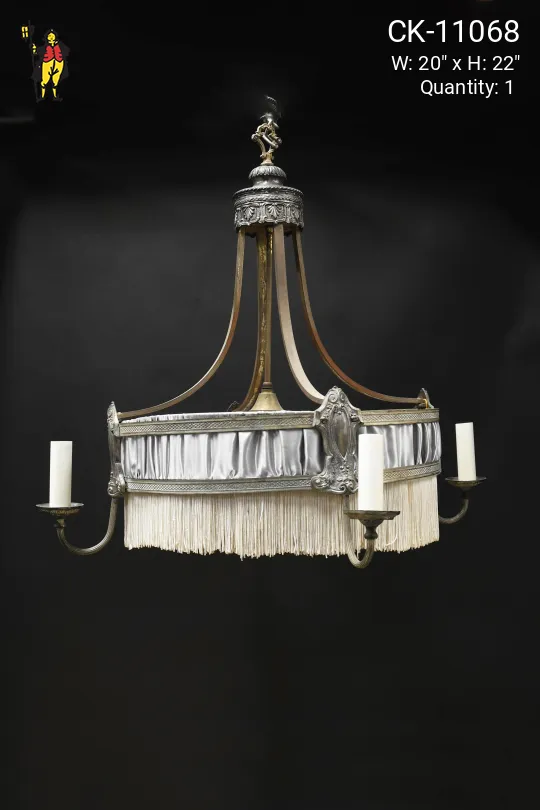 Art Deco Fabric Fringed Four Candle Hanging Fixture