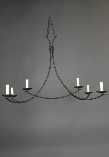Six Candle Linear Iron Hanging Fixture