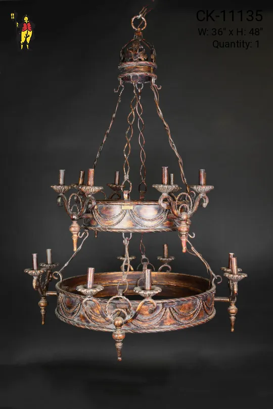 Sixteen Light Two Teired Gothic Chandelier