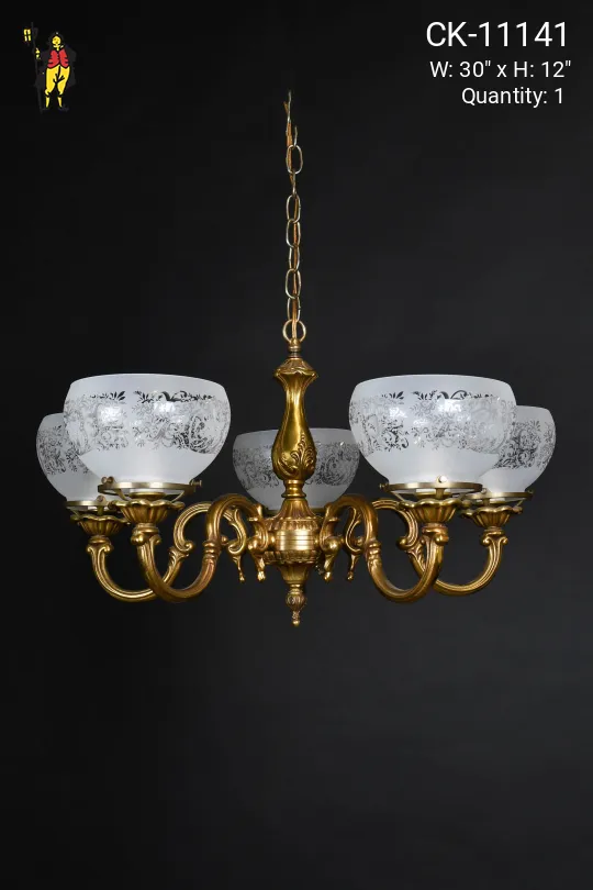 Brass Faux-Oil Five Light Chandelier