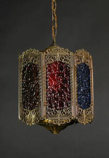 Gothic Mulicolor Glass Hanging Lantern