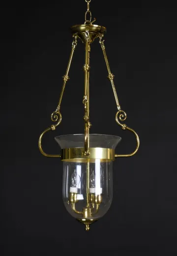 Brass & Glass Semi-Flush Hanging Lantern