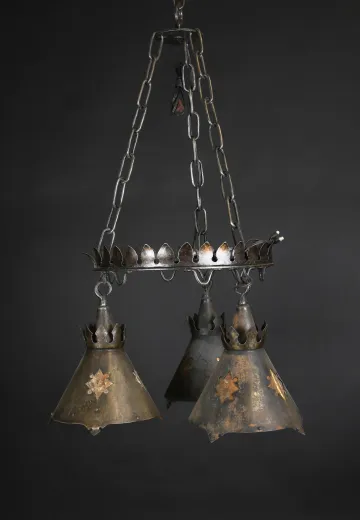 Gothic Iron Three Light Hanging Fixture