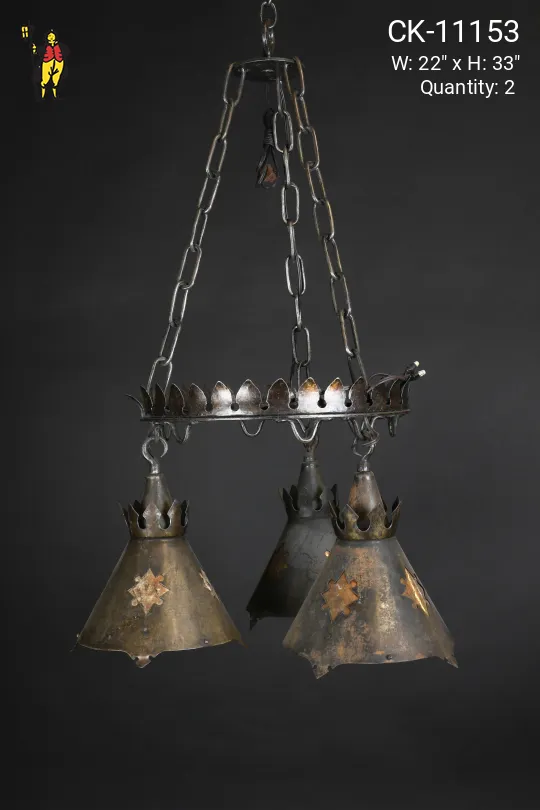 Gothic Iron Three Light Hanging Fixture