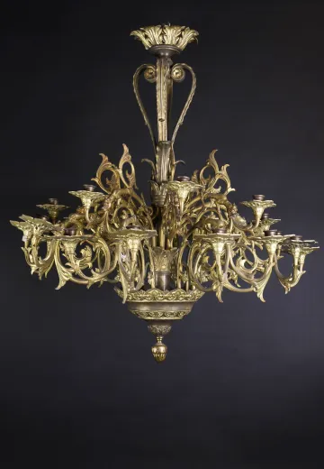 Non-Electric Victorian Brass Chandelier