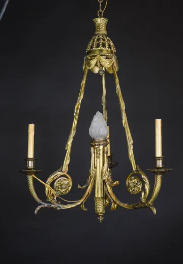 Brass Three Candle Victorian Hanging Chandelier