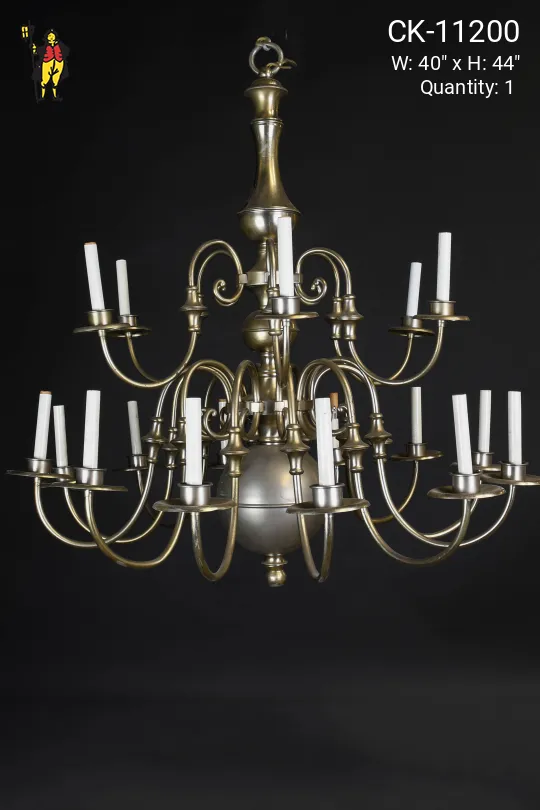 Eighteen Light Two Tiered Nickel Chandelier
