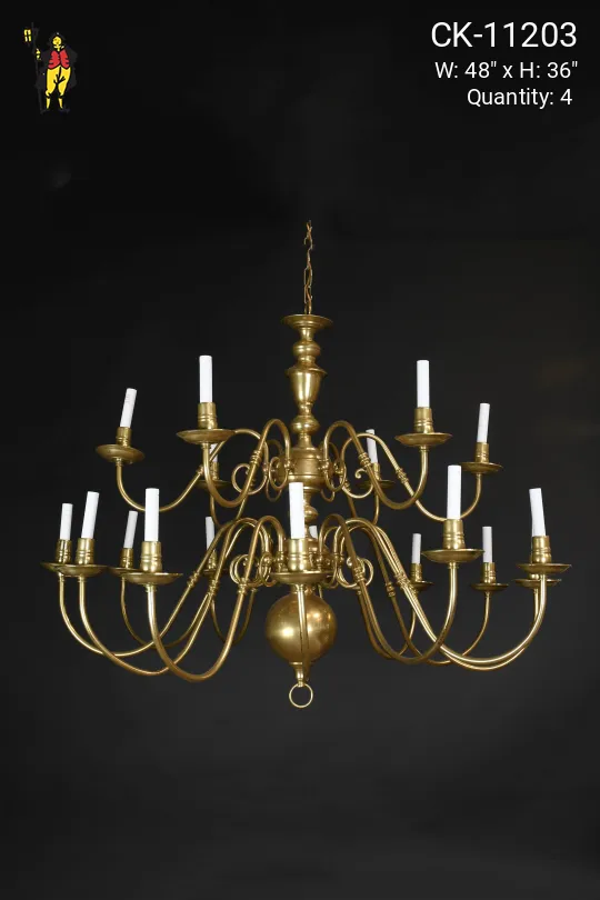 Eighteen Light Two Tiered Brass Chandelier