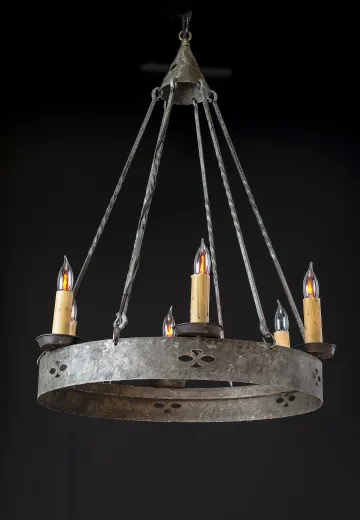 Wrought Iron Gothic Chandelier w/Edison Candles