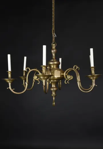 Brass Six Light Chandelier
