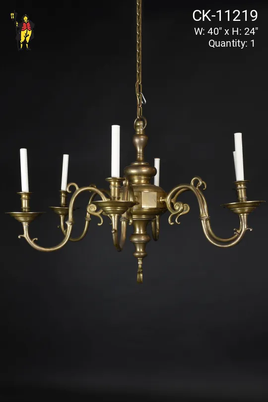 Brass Six Light Chandelier