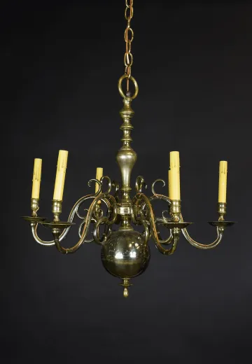 Brass Six Light Chandelier