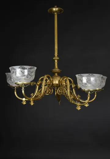 Victorian Faux-Oil Five Light Chandelier