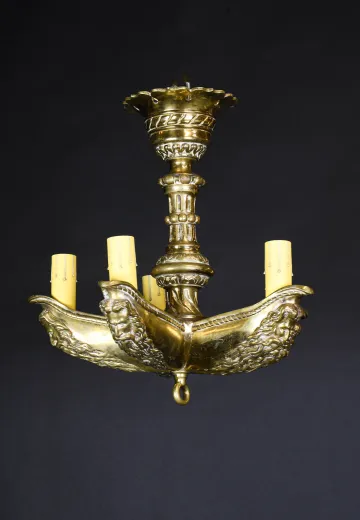 Brass Zeus Bust Five Light Chandelier