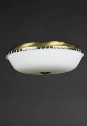 Antique Brass & Glass Flush Mount Fixture