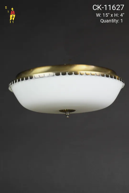 Antique Brass & Glass Flush Mount Fixture
