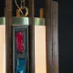 Wooden Mid Century Lanterns w/Multicolor Glass Stones #1