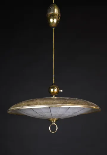 Mid Century Brass Pull Down Fixture