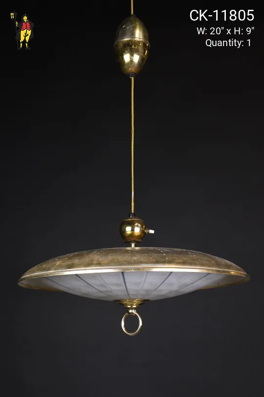 Mid Century Brass Pull Down Fixture