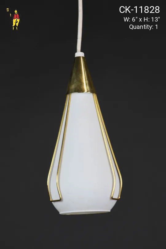 Mid Century Brass & Glass Hanging Pendant
