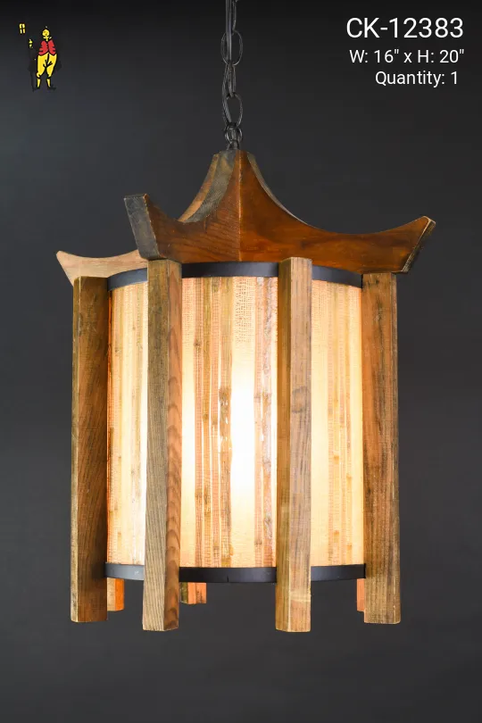 Asian Style Wooden Hanging Lantern