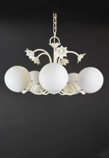 White Five Light Chandelier