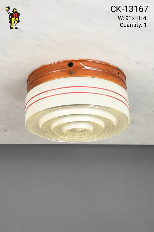 Mid Century Ribbed Glass Flush Mount Fixture