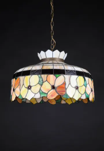 Floral Art Glass Hanging Pendant