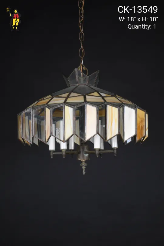 Slag & Clear Glass Hanging Fixture