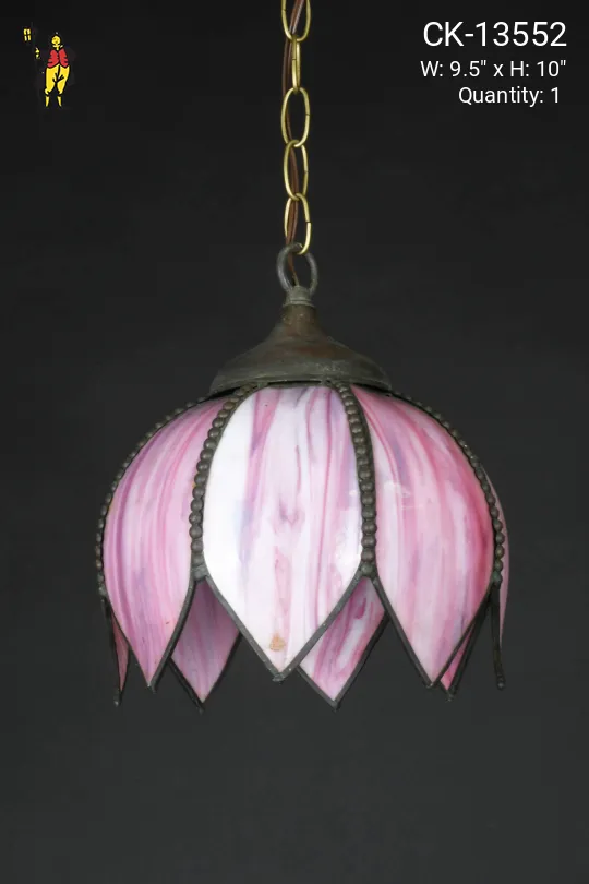 Pink Slag Glass Hanging Pendant