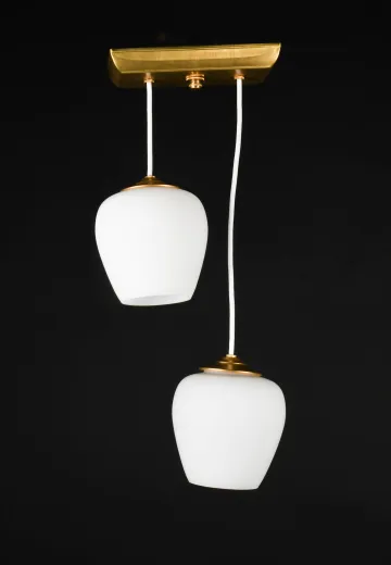 Two Light Brass & Glass Hanging Fixture