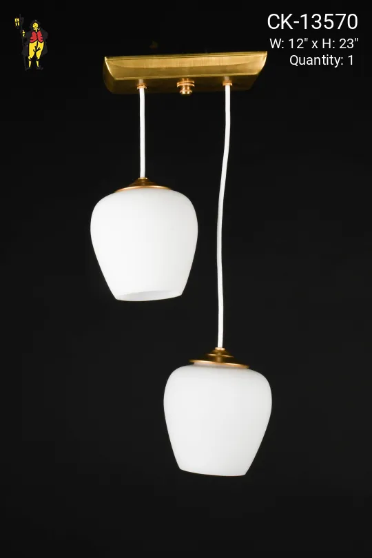 Two Light Brass & Glass Hanging Fixture