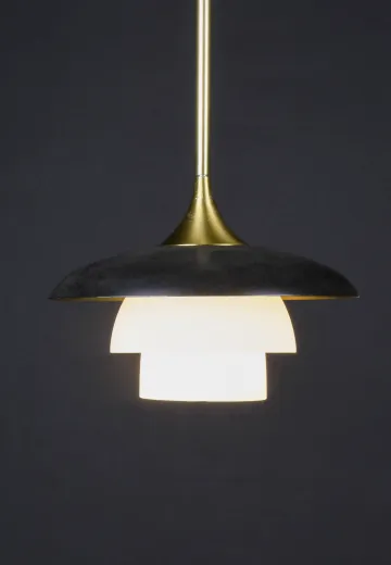 Black, Brass, & Glass Hanging Pendant